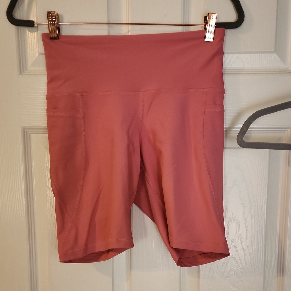 Old Navy Coral Bike Shorts with High Waist and Stretchy Fabric